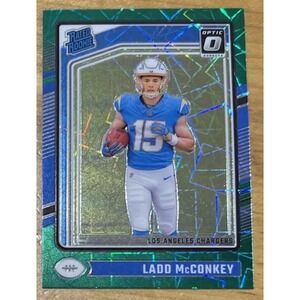 Ladd McConkey 2024 Donruss Rated Rookie Optic Green Velocity #266 RC Chargers